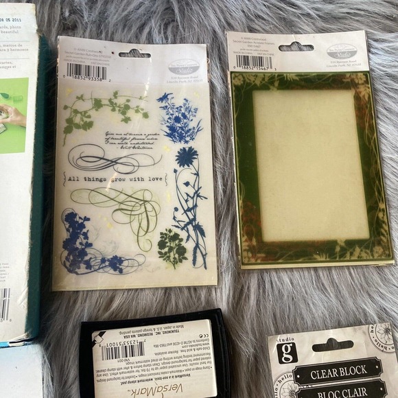 Martha Stewart STAMP AROUND THE PAGE Set Craft Bundle Clear Block Stamp Pad Art - Picture 10 of 12